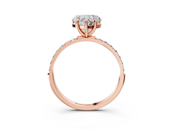 Rose gold Heart Cut Diamond Pavé Band Solitaire Ring with Four-Prong Setting_45