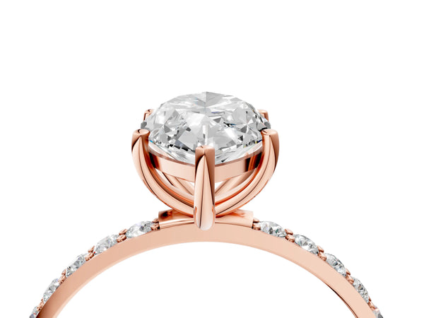 Rose gold Marquise Cut Diamond Pavé Band Solitaire Ring with Four-Prong Setting_28