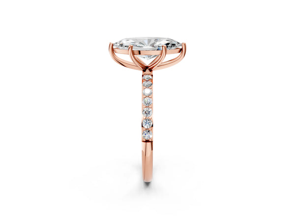 Rose gold Marquise Cut Diamond Pavé Band Solitaire Ring with Four-Prong Setting_62