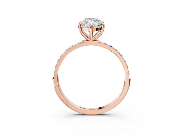 Rose gold Marquise Cut Diamond Pavé Band Solitaire Ring with Four-Prong Setting_75