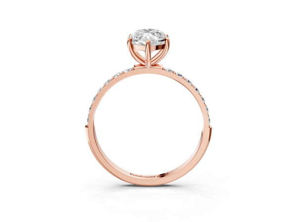 Rose gold Marquise Cut Diamond Pavé Band Solitaire Ring with Four-Prong Setting_81