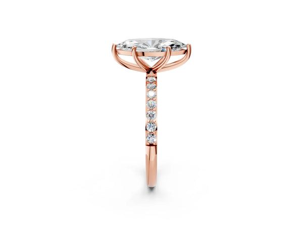 Rose gold Marquise Cut Diamond Pavé Band Solitaire Ring with Four-Prong Setting_92