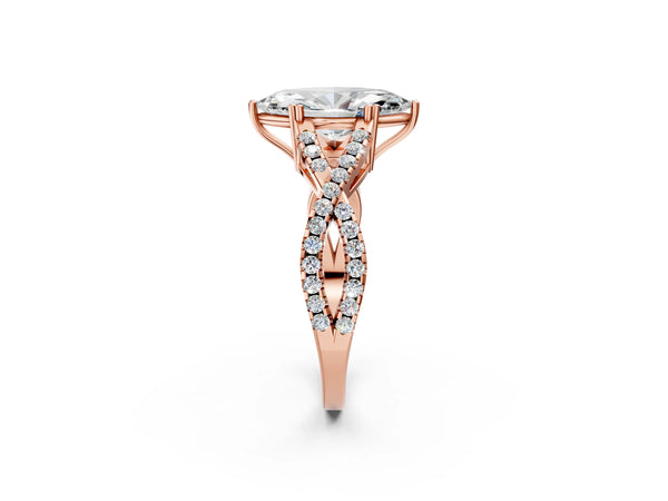 Rose gold Marquise Solitaire Twist Band with Pavé Setting and Four-Prong Setting_32