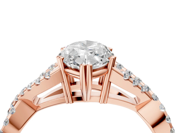 Rose gold Marquise Solitaire Twist Band with Pavé Setting and Four-Prong Setting_64
