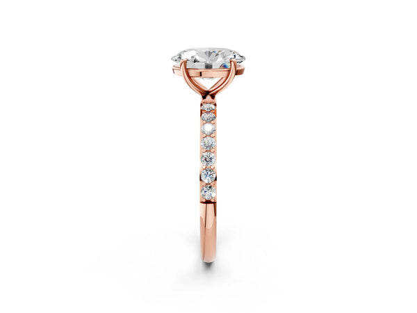 Rose gold Oval Cut Diamond Pavé Band Solitaire Ring with Four-Prong Setting_50