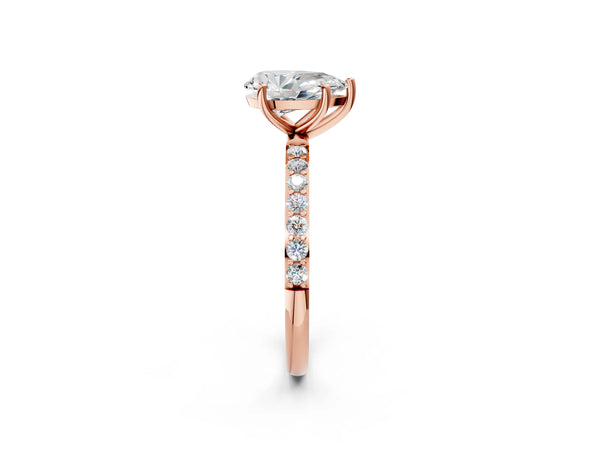 Rose gold Pear Cut Diamond Pavé Band Solitaire Ring with Four-Prong Setting_50