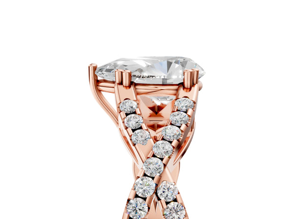 Rose gold Pear Solitaire Twist Band with Pavé Setting and Four-Prong Setting_159