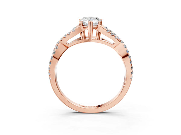 Rose gold Pear Solitaire Twist Band with Pavé Setting and Four-Prong Setting_51