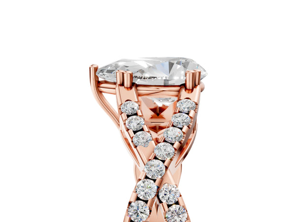 Rose gold Pear Solitaire Twist Band with Pavé Setting and Four-Prong Setting_89