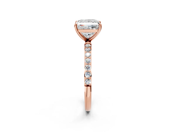 Rose gold Princess Cut Diamond Pavé Band Solitaire Ring with Four-Prong Setting_98