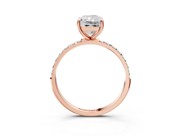 Rose gold Radiant Cut Diamond Pavé Band Solitaire Ring with Four-Prong Setting_105
