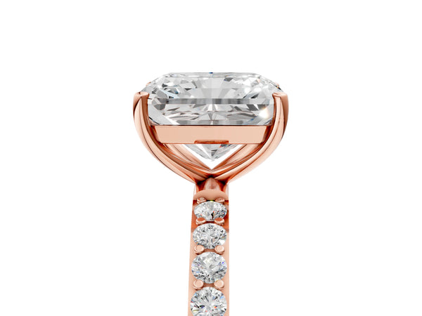 Rose gold Radiant Cut Diamond Pavé Band Solitaire Ring with Four-Prong Setting_65