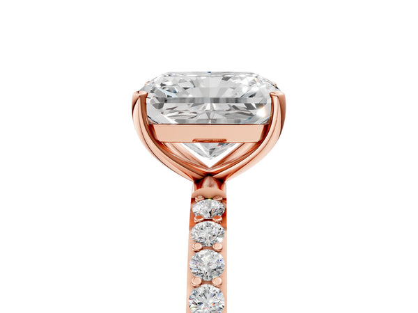 Rose gold Radiant Cut Diamond Pavé Band Solitaire Ring with Four-Prong Setting_89