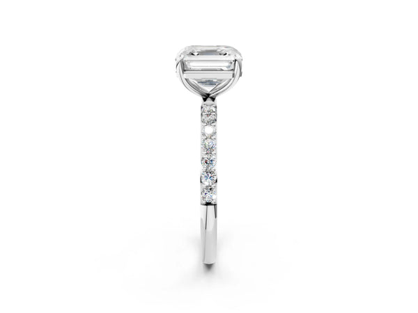 White gold Asscher Cut Diamond Pavé Band Solitaire Ring with Four-Prong Setting_62