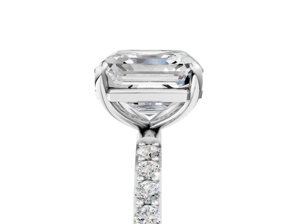 White gold Asscher Cut Diamond Pavé Band Solitaire Ring with Four-Prong Setting_83