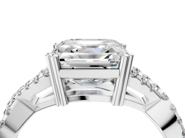 White gold Asscher Solitaire Twist Band with Pavé Setting and Four-Prong Setting_4
