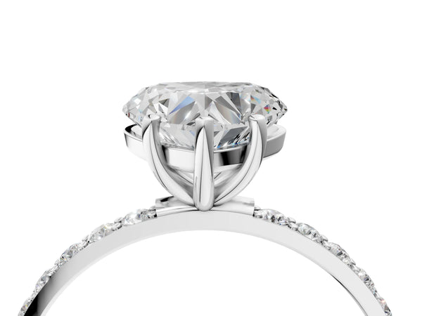 White gold Heart Cut Diamond Pavé Band Solitaire Ring with Four-Prong Setting_16