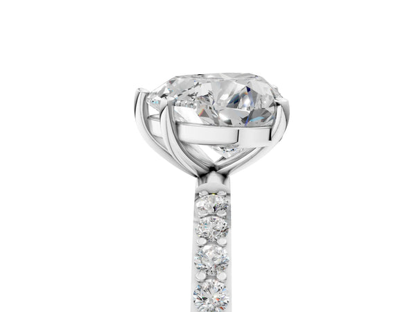 White gold Heart Cut Diamond Pavé Band Solitaire Ring with Four-Prong Setting_53