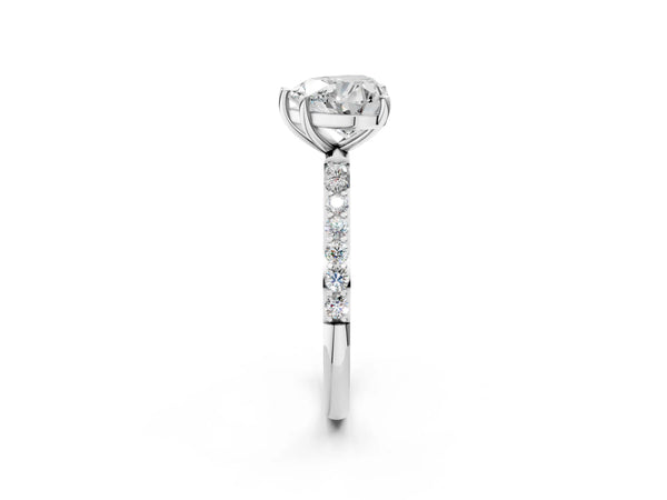 White gold Heart Cut Diamond Pavé Band Solitaire Ring with Four-Prong Setting_62