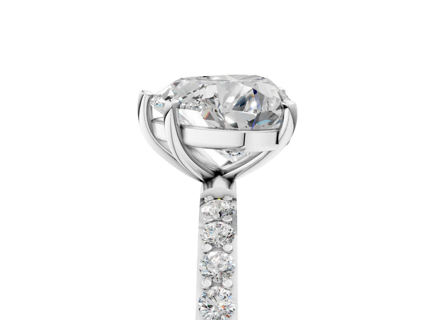 White gold Heart Cut Diamond Pavé Band Solitaire Ring with Four-Prong Setting_65