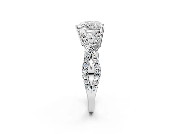 White gold Heart Solitaire Twist Band with Pavé Setting and Four-Prong Setting_32