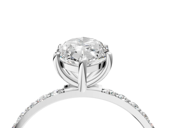 White gold Marquise Cut Diamond Pavé Band Solitaire Ring with Four-Prong Setting_34