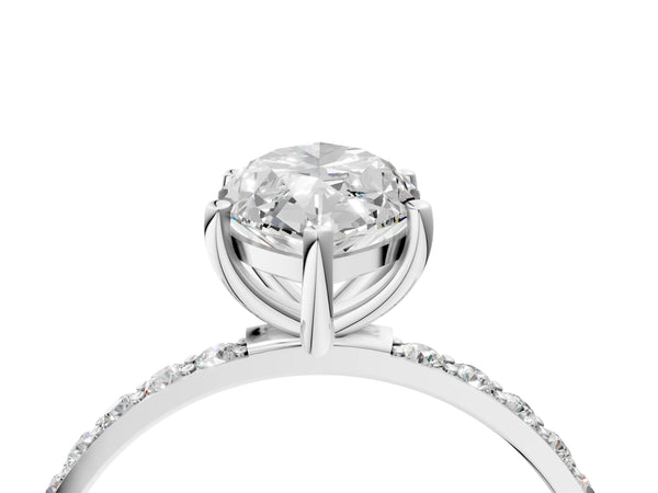 White gold Marquise Cut Diamond Pavé Band Solitaire Ring with Four-Prong Setting_70