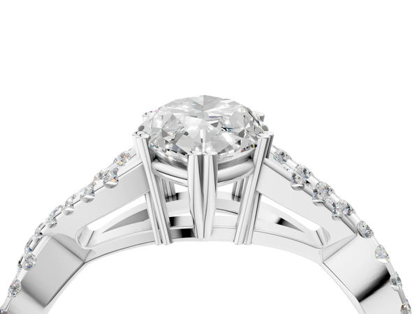 White gold Marquise Solitaire Twist Band with Pavé Setting and Four-Prong Setting_16