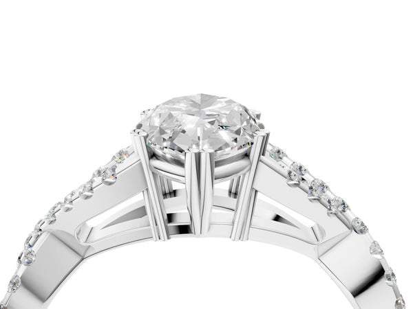 White gold Marquise Solitaire Twist Band with Pavé Setting and Four-Prong Setting_22