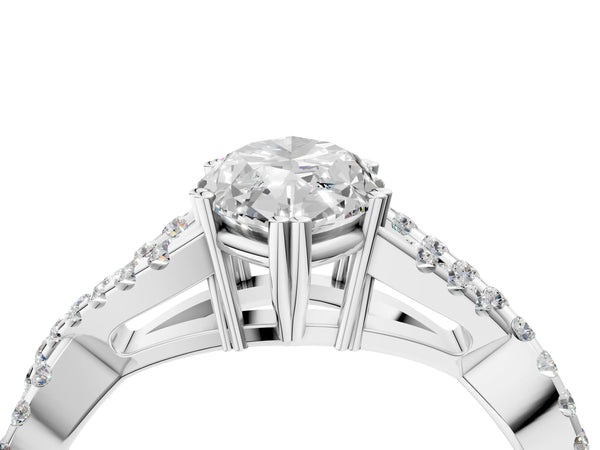 White gold Marquise Solitaire Twist Band with Pavé Setting and Four-Prong Setting_52