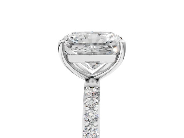 White gold Radiant Cut Diamond Pavé Band Solitaire Ring with Four-Prong Setting_107