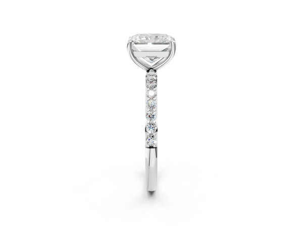 White gold Radiant Cut Diamond Pavé Band Solitaire Ring with Four-Prong Setting_50