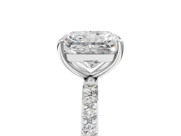 White gold Radiant Cut Diamond Pavé Band Solitaire Ring with Four-Prong Setting_59