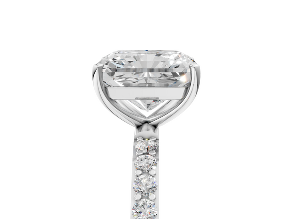 White gold Radiant Cut Diamond Pavé Band Solitaire Ring with Four-Prong Setting_5