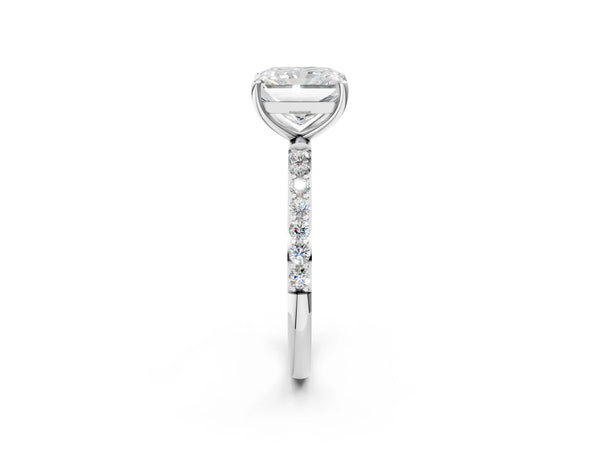 White gold Radiant Cut Diamond Pavé Band Solitaire Ring with Four-Prong Setting_80