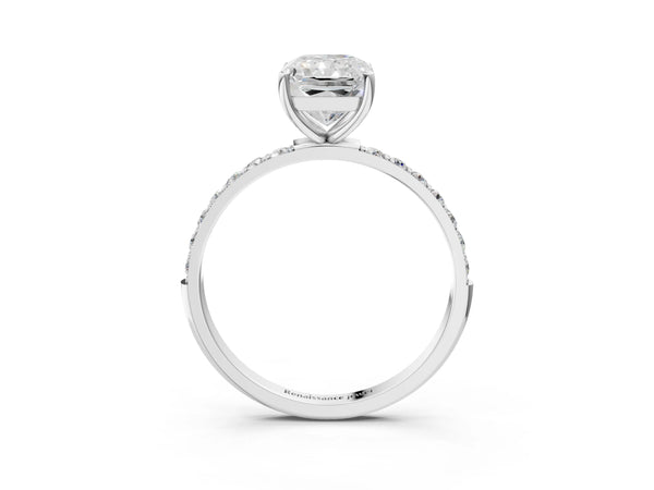 White gold Radiant Cut Diamond Pavé Band Solitaire Ring with Four-Prong Setting_81