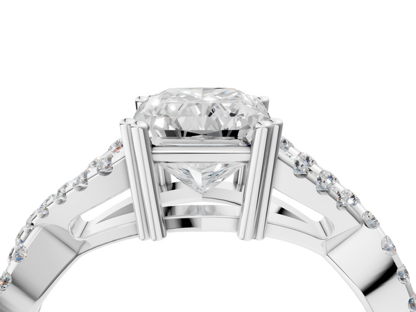 White gold Radiant Solitaire Twist Band with Pavé Setting and Four-Prong Setting_4