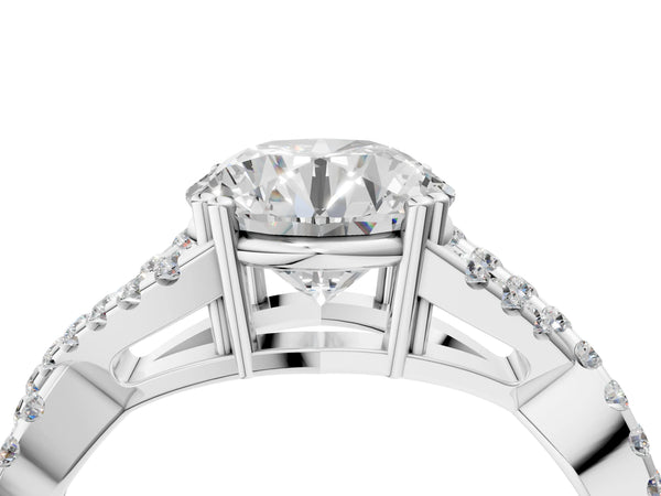 White gold Round Solitaire Twist Band with Pavé Setting and Four-Prong Setting_46