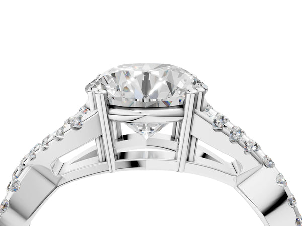 White gold Round Solitaire Twist Band with Pavé Setting and Four-Prong Setting_94