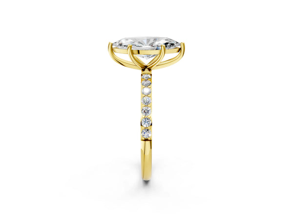 Yellow gold Marquise Cut Diamond Pavé Band Solitaire Ring with Four-Prong Setting_14