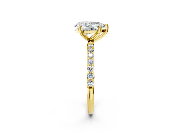 Yellow gold Pear Cut Diamond Pavé Band Solitaire Ring with Four-Prong Setting_50