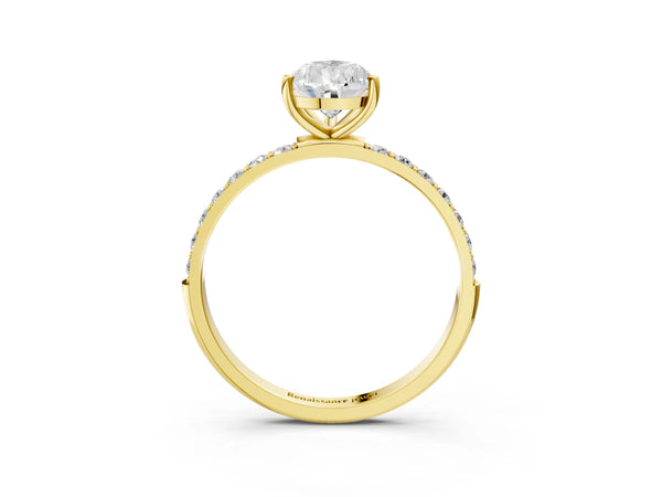 Yellow gold Pear Cut Diamond Pavé Band Solitaire Ring with Four-Prong Setting_75