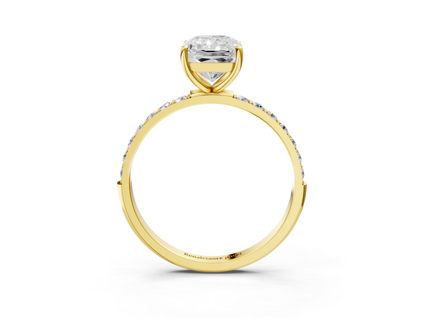 Yellow gold Radiant Cut Diamond Pavé Band Solitaire Ring with Four-Prong Setting_3