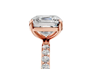 Rose gold Asscher Cut Diamond Pavé Band Solitaire Ring with Four-Prong Setting_101