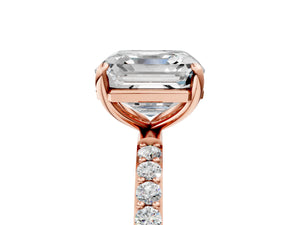 Rose gold Asscher Cut Diamond Pavé Band Solitaire Ring with Four-Prong Setting_107