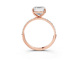 Rose gold Asscher Cut Diamond Pavé Band Solitaire Ring with Four-Prong Setting_15