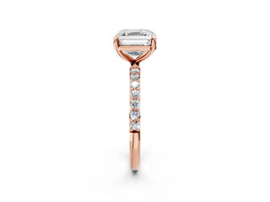 Rose gold Asscher Cut Diamond Pavé Band Solitaire Ring with Four-Prong Setting_20