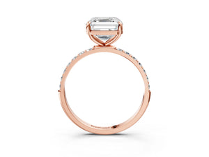 Rose gold Asscher Cut Diamond Pavé Band Solitaire Ring with Four-Prong Setting_27