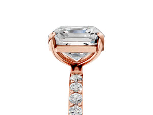 Rose gold Asscher Cut Diamond Pavé Band Solitaire Ring with Four-Prong Setting_29