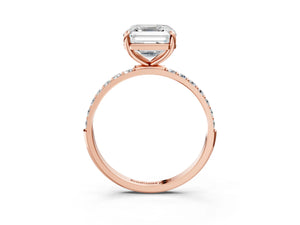 Rose gold Asscher Cut Diamond Pavé Band Solitaire Ring with Four-Prong Setting_33